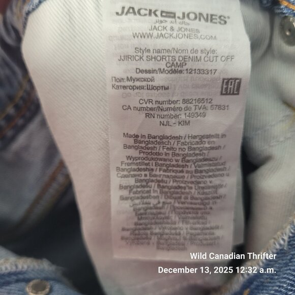 Jack & Jones 36 Light Blue Distressed Denim Shorts Raw Hem Button Fly - Picture 4 of 6